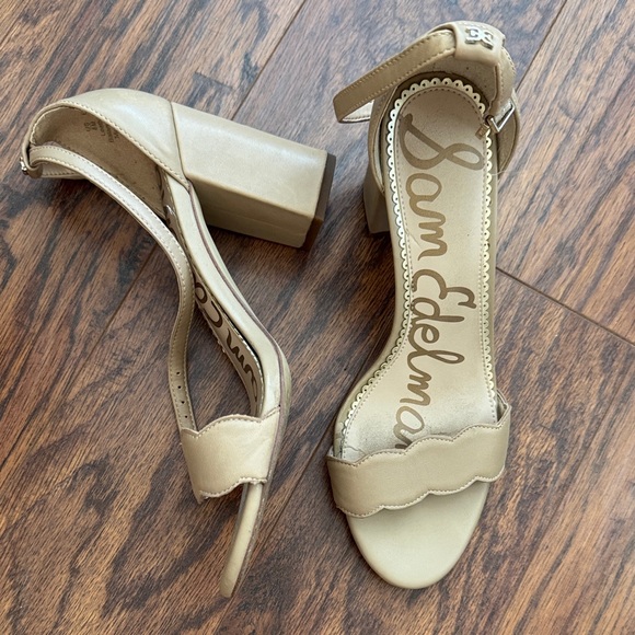 Sam Edelman Beige Block Heel Sandals - Picture 1 of 5